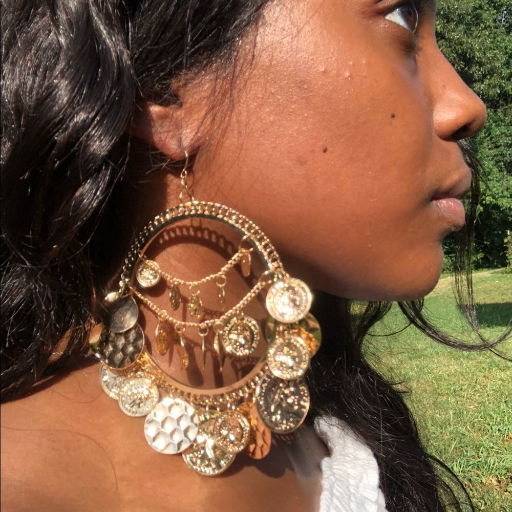 Hoop coin earrings